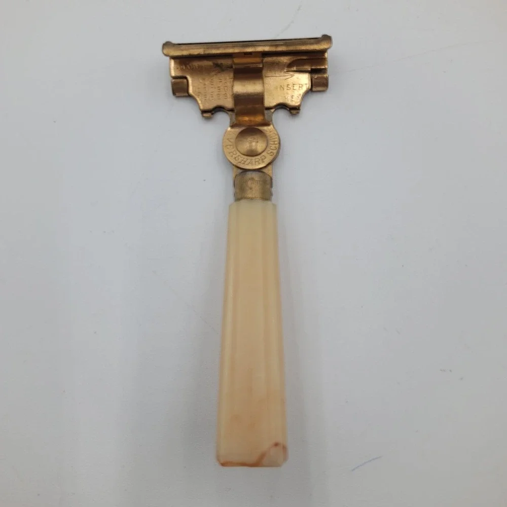 Vintage Schick Eversharp Injector Razors Set of 2 Amber Cream Bakelite Handles